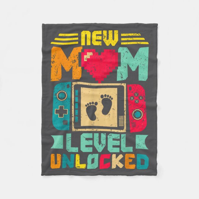 New Mom Level Unlocked Gamer Valentine's  Fleecedecke (Vorderseite)