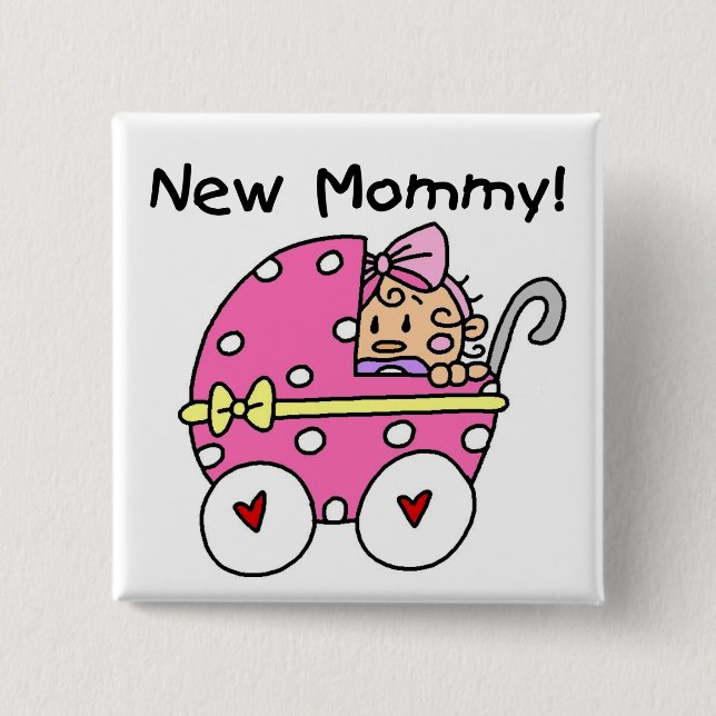 New Mommy Baby Girl Tshirts und Geschenke Button (Vorderseite)