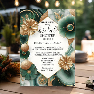 New Monstera Emerald Green and Gold Brautparty Einladung