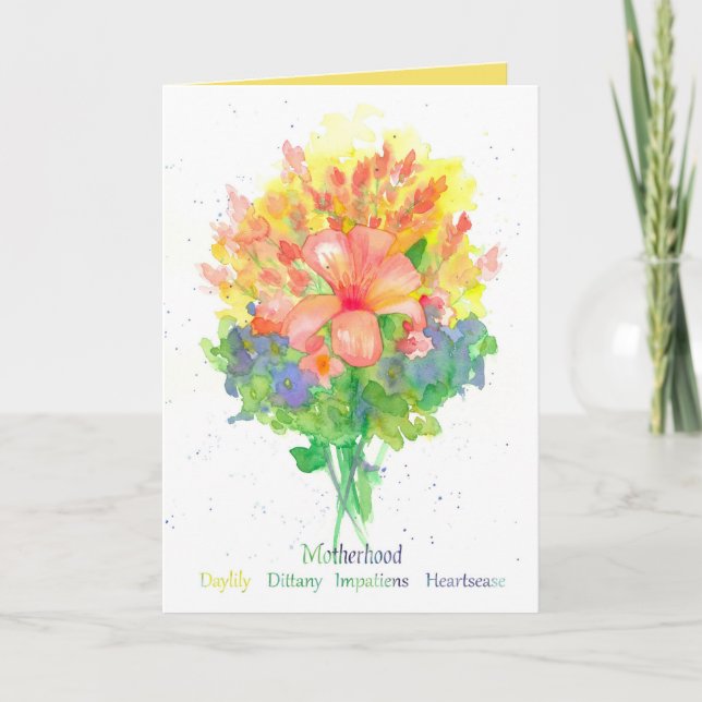 New Mother Lily Blume Bouquet Floriographie Karte (Vorderseite)