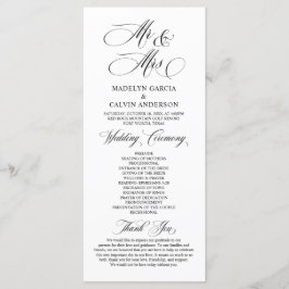 New Mr. and Mrs., Classy Wedding Zeremonie Programm