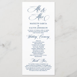 New Mr. and Mrs., Navy Blue, Wedding Zeremony Prog Programm