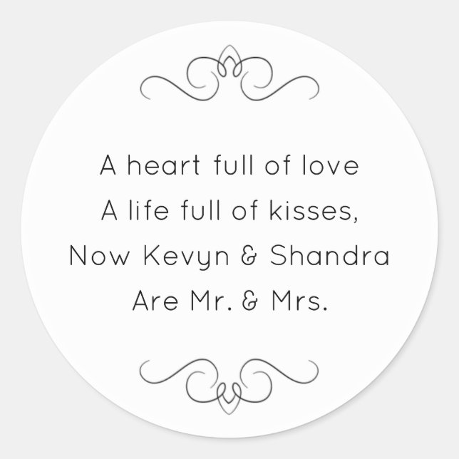 New Mr. und Mrs. Wedding Kisses Geem Runder Aufkleber (Vorderseite)