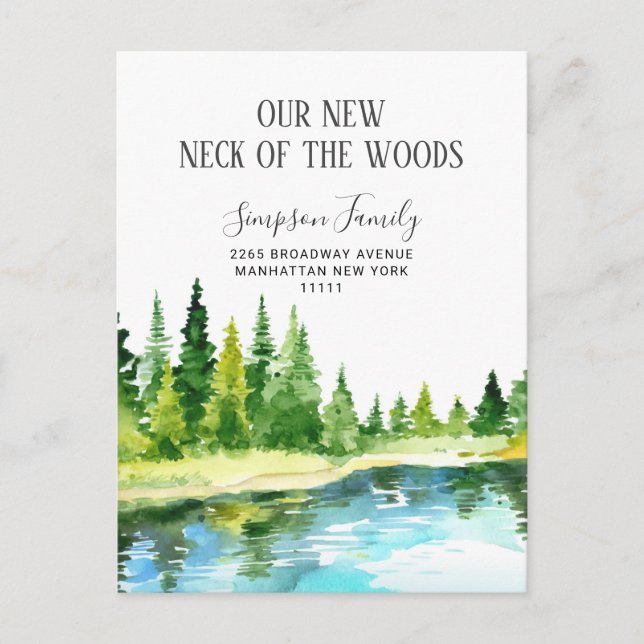 New Neck of the Woods  Moving Announcement Postkarte (Vorderseite)