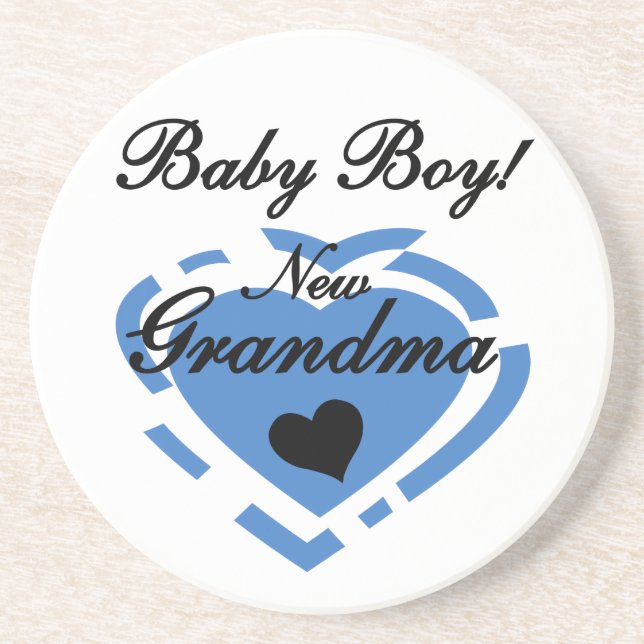 New Oma Baby Boy Blue Heart Geschenke Sandstein Untersetzer (Vorne)