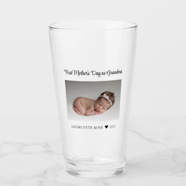 New Oma First Mütter Day Baby Foto trinken Glas (Vorderseite)