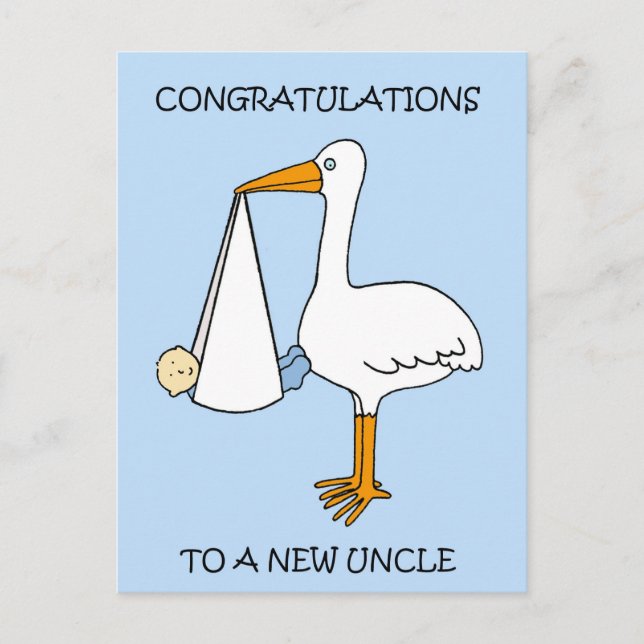New Oncle to Baby Boy Herzlichen Glückwunsch Postkarte (Vorderseite)