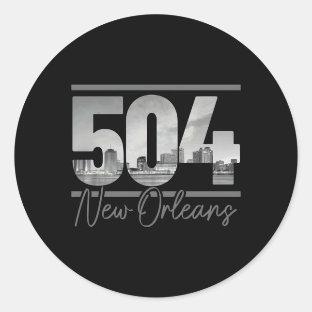 New Orleans 504 Area Code Skyline Louisiana Runder Aufkleber (Vorderseite)