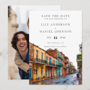 New Orleans Aquarell-Foto-Hochzeit Save The Date