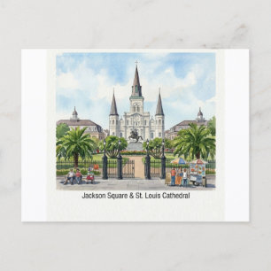 New Orleans Aquarell - Jackson Square St. Louis Postkarte