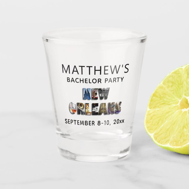 New Orleans Bachelor Party Gastgeschenk Hochzeit Schnapsglas (Vorderseite)