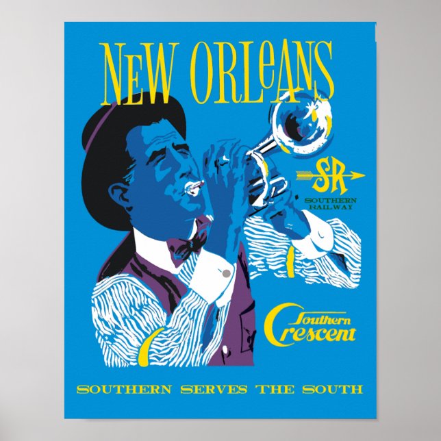 New Orleans. Bahnposter im Retrostil Poster (Vorne)
