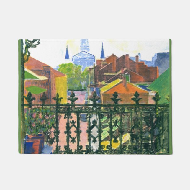 New Orleans Balcony mit Kirche Fußmatte (Vorderseite)