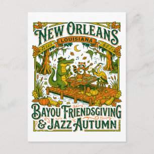 New Orleans Bayou Friendsgiving und Jazz Herbst Postkarte