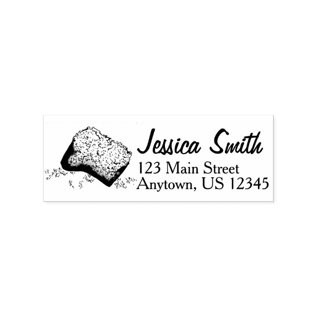 New Orleans Beignet Pastry Personalisierte Adresse Gummistempel (Prägung)