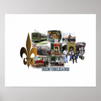 New Orleans Berühmte Sehenswürdigkeiten und Szenen Poster