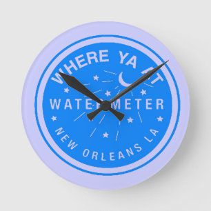 New Orleans Blue Water Meter Clock Runde Wanduhr