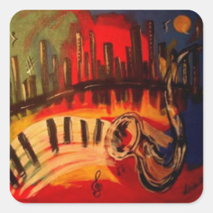 "New Orleans Blues" von Linda Powell~Stickers Quadratischer Aufkleber