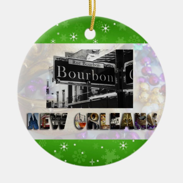 New Orleans Bourbon St Beads NOLA Weihnachten Keramik Ornament (Vorne)