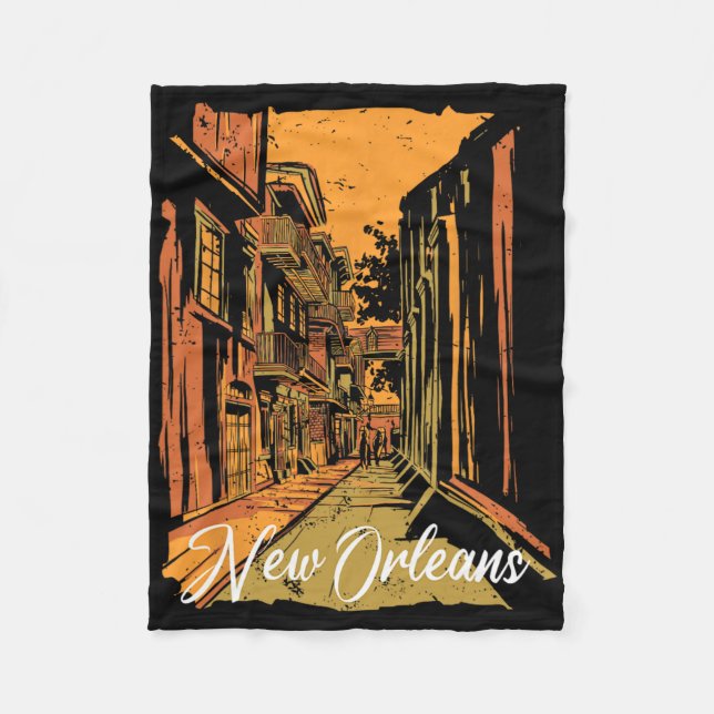 New Orleans Bourbon Street Souvenir French Quarter Fleecedecke (Vorderseite)