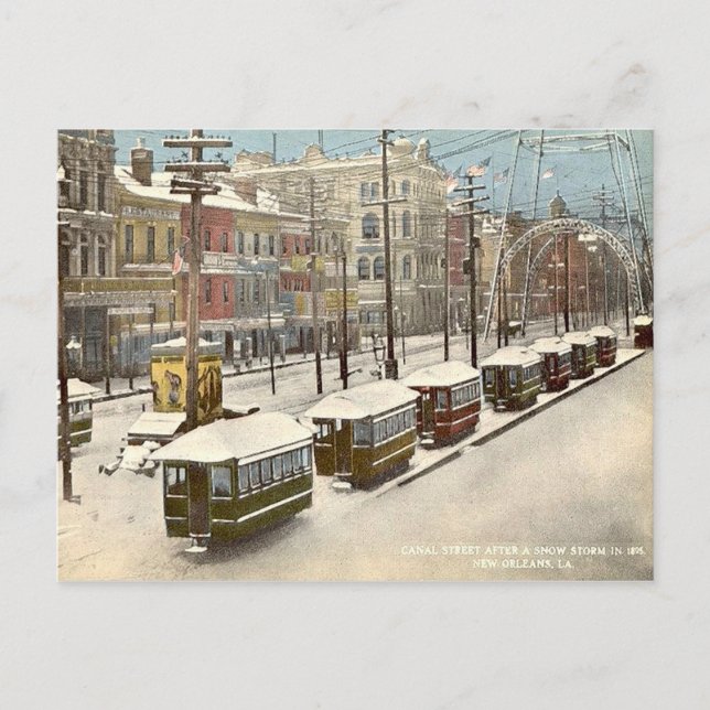 New Orleans Canal St Snow 1895 Postkarte (Vorderseite)