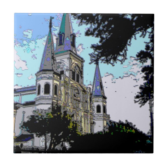 New Orleans Cathedral Altes Aussehen Fliese (Vorderseite)