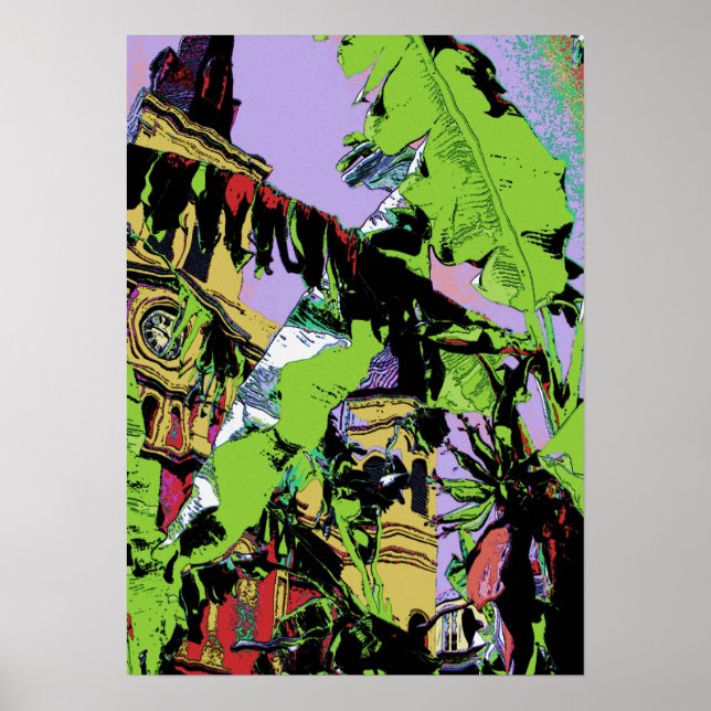 New Orleans Cathedral und Banana Trees Poster (Vorne)