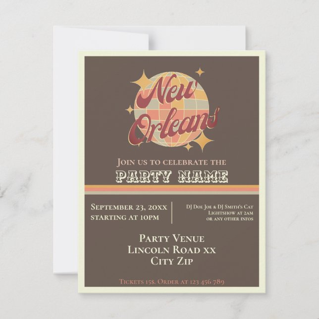 New Orleans City Louisiana thème invitation de la  (Devant)