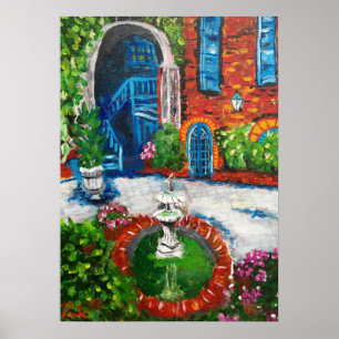 NEW ORLEANS COURTYARD 20" x 28" ART POSTER