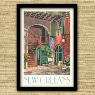 New Orleans Courtyard, Vintage Poster