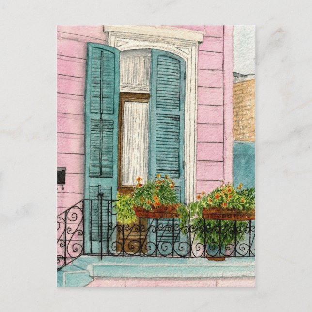 New Orleans Door mit Shutters Postkarte (Vorderseite)