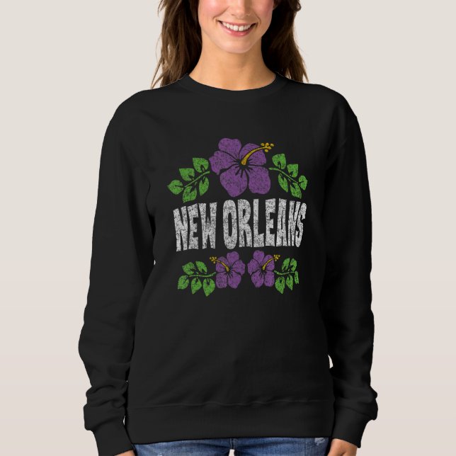 New Orleans Flowers Distressed Color Print Sweatshirt (Vorderseite)