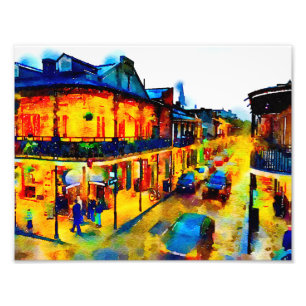 New Orleans, französisches Viertel, Wasserfarbe Fotodruck
