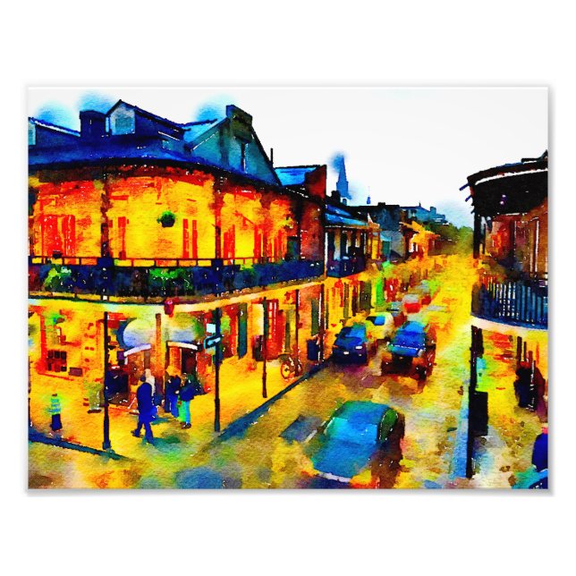 New Orleans, französisches Viertel, Wasserfarbe Fotodruck (Vorne)