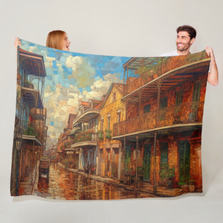New Orleans French Quarter, Futurism Style Art Fleecedecke