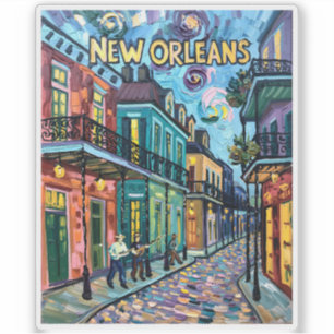 New Orleans French Quarter Van Gogh Stil Reise Aufkleber