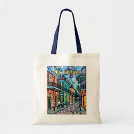 New Orleans French Quarter Van Gogh Style Vintage Tragetasche