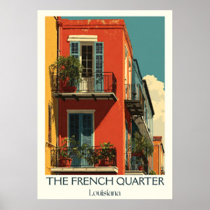 New Orleans French Quarter Vintager Balkon Poster