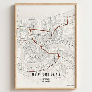 New Orleans Japanische Tintenkarte Wandkunst Poste Poster