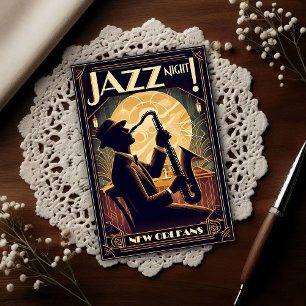 New Orleans Jazz Nacht – Vintage Art  Postkarte