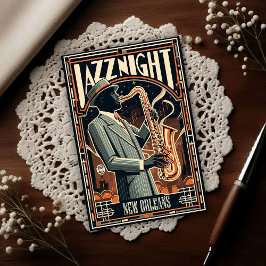 New Orleans Jazz Night – Vintage Art  Postkarte