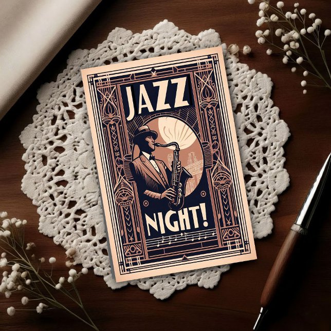 New Orleans Jazz Night – Vintage Art  Postkarte (Von Creator hochgeladen)