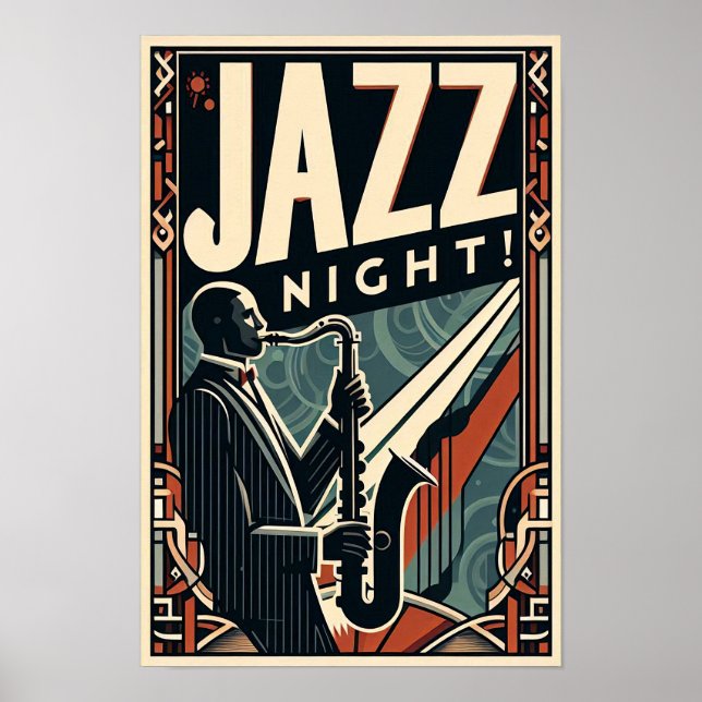 New Orleans Jazz Night - Vintage Kunst Poster (Vorne)