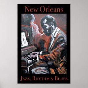 New Orleans Jazz-Pianist-Postkarte Poster