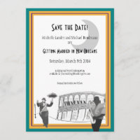 New Orleans Jazz Save the Date (aquamarin & gold)