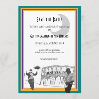 New Orleans Jazz Save the Date (aquamarin & gold) Einladung