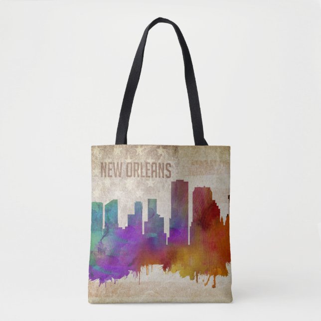 New Orleans, LA | Aquarell-Stadt-Skyline Tasche (Vorderseite)