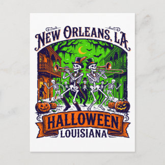 New Orleans LA Halloween Jazz Skelett Parade Postkarte
