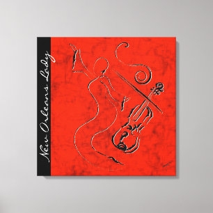 New Orleans Lady - Geige auf umrissenen Canvas - R Leinwanddruck