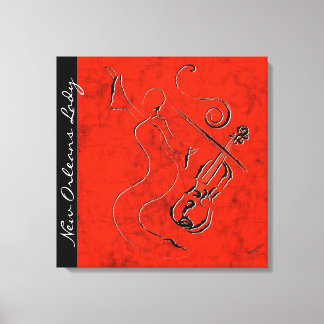 New Orleans Lady - Geige auf umrissenen Canvas - R Leinwanddruck